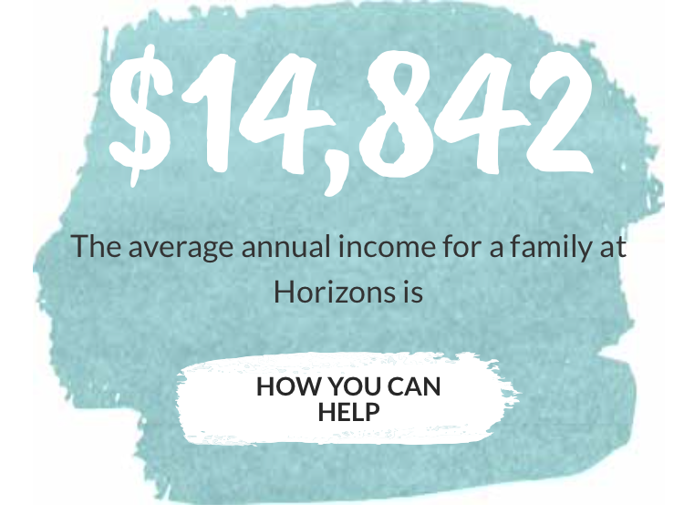 Annual income for a family at Horizons is $14,842